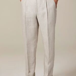J Crew Crosby Classic-fit pleated suit pant in linen herringbone